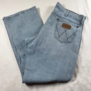 Wrangler Jeans Mens 38x32 Blue Retro Relaxed Bootcut Western Work Wear Cowboy